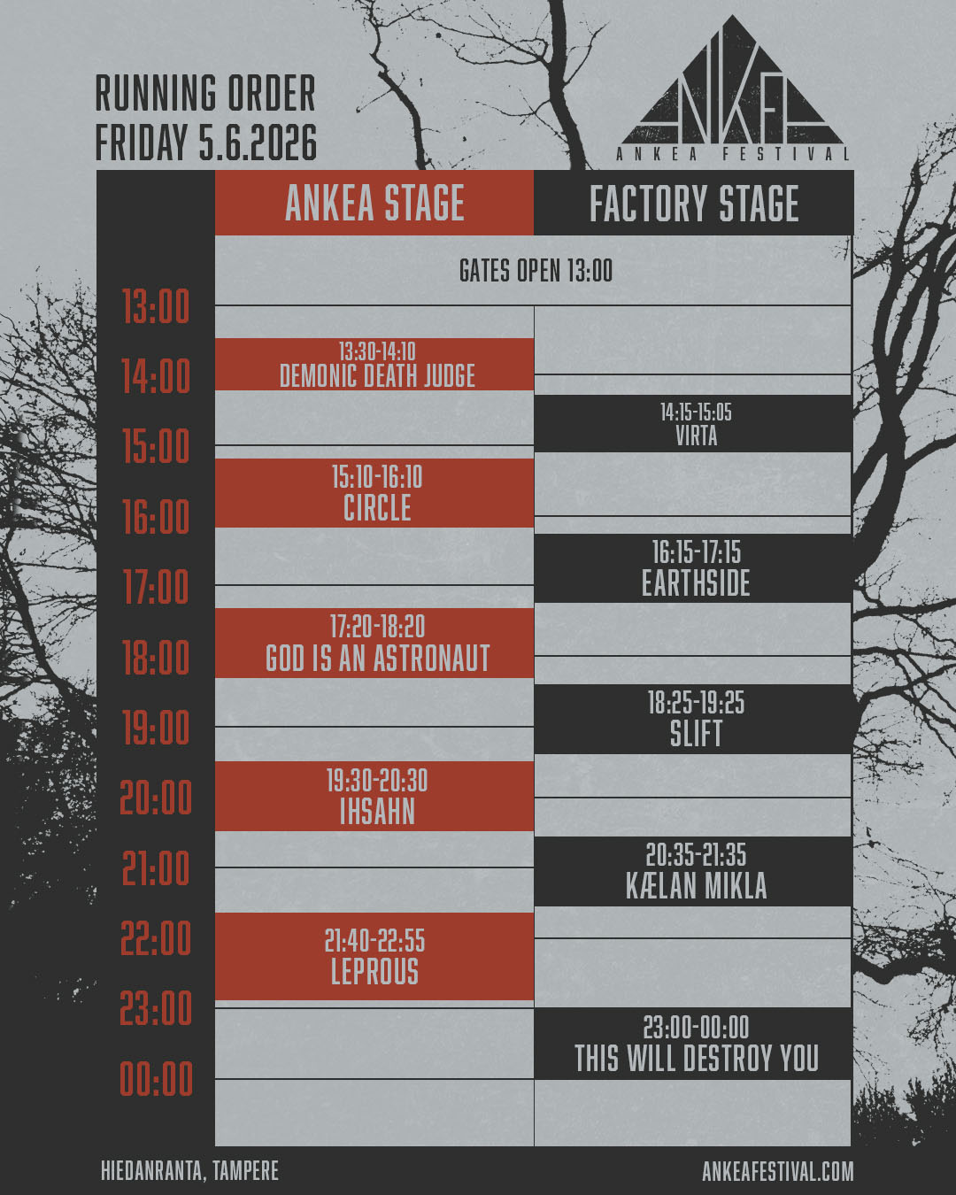Festival schedule for friday