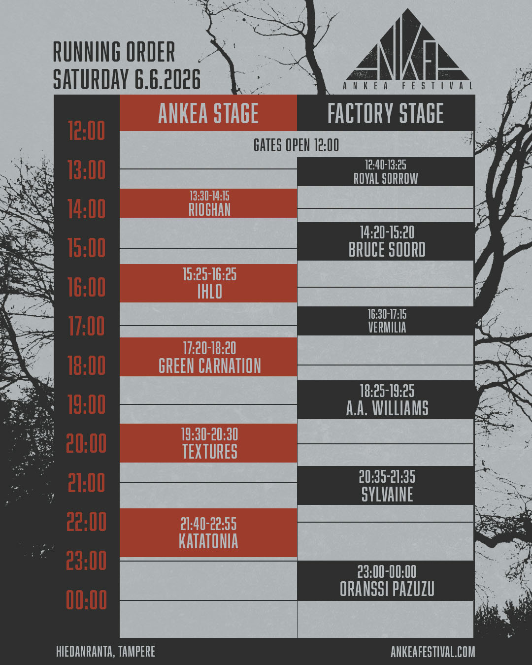 Festival schedule for saturday