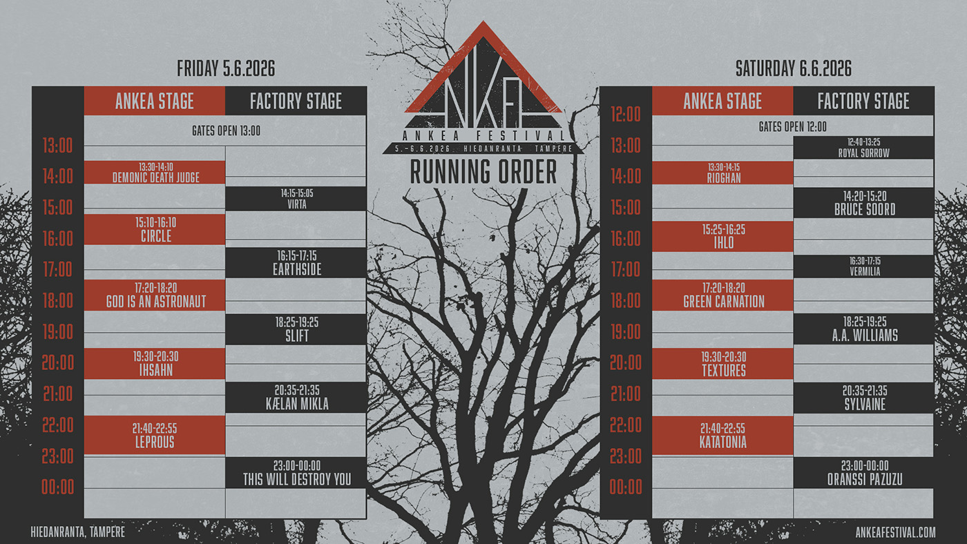 Festival schedule table